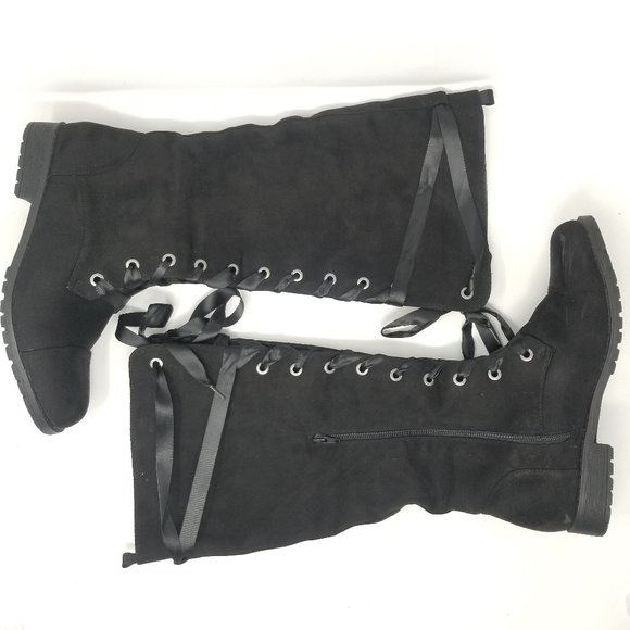 JustFab Shoes - JustFab Maia tall lace up boots black 11